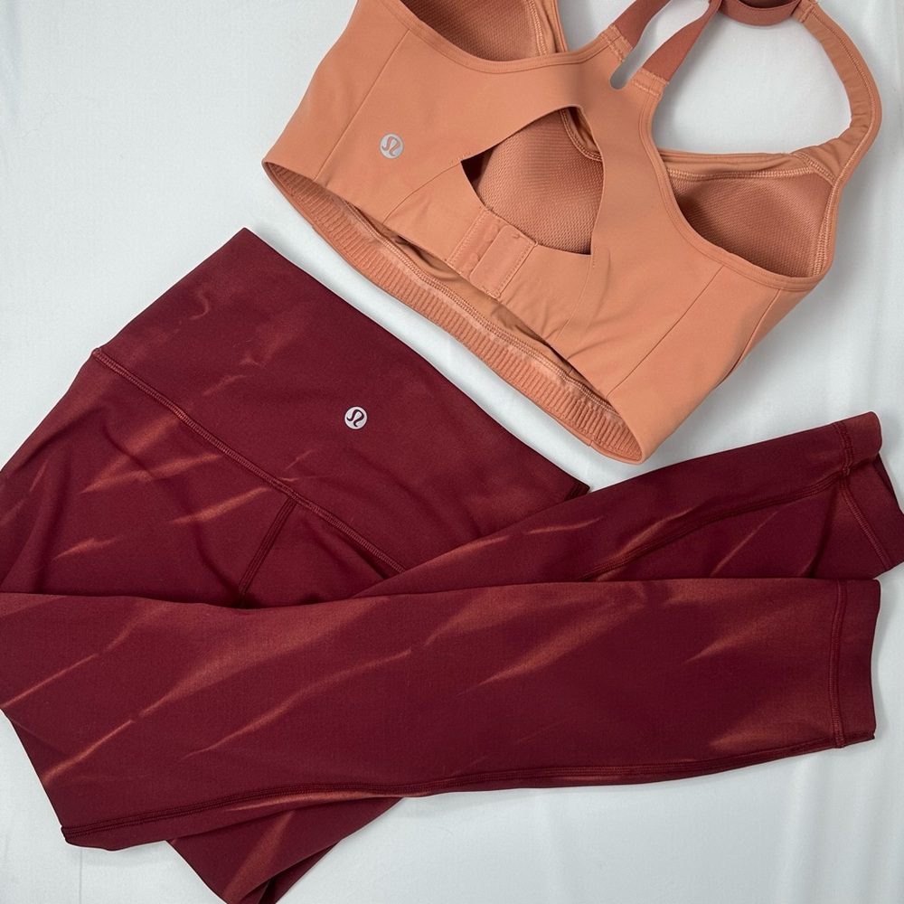 Lululemon Athletica Peach and Burgundy Set